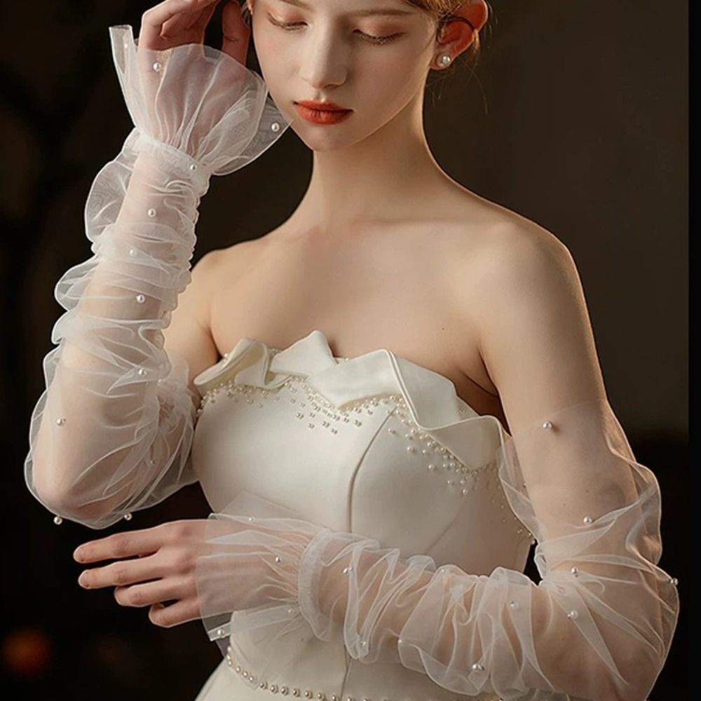 Thermal Long John - Lace Bridal Long White Gloves White