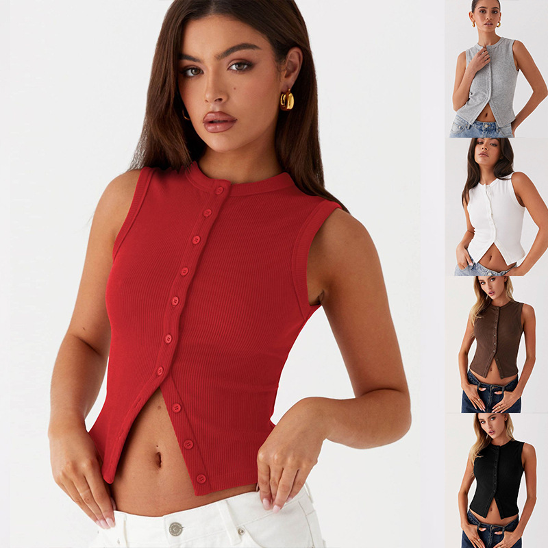 Ribbed Tank Button Crop Top Y2 - Tank Top Ribbed recensione e prezzo