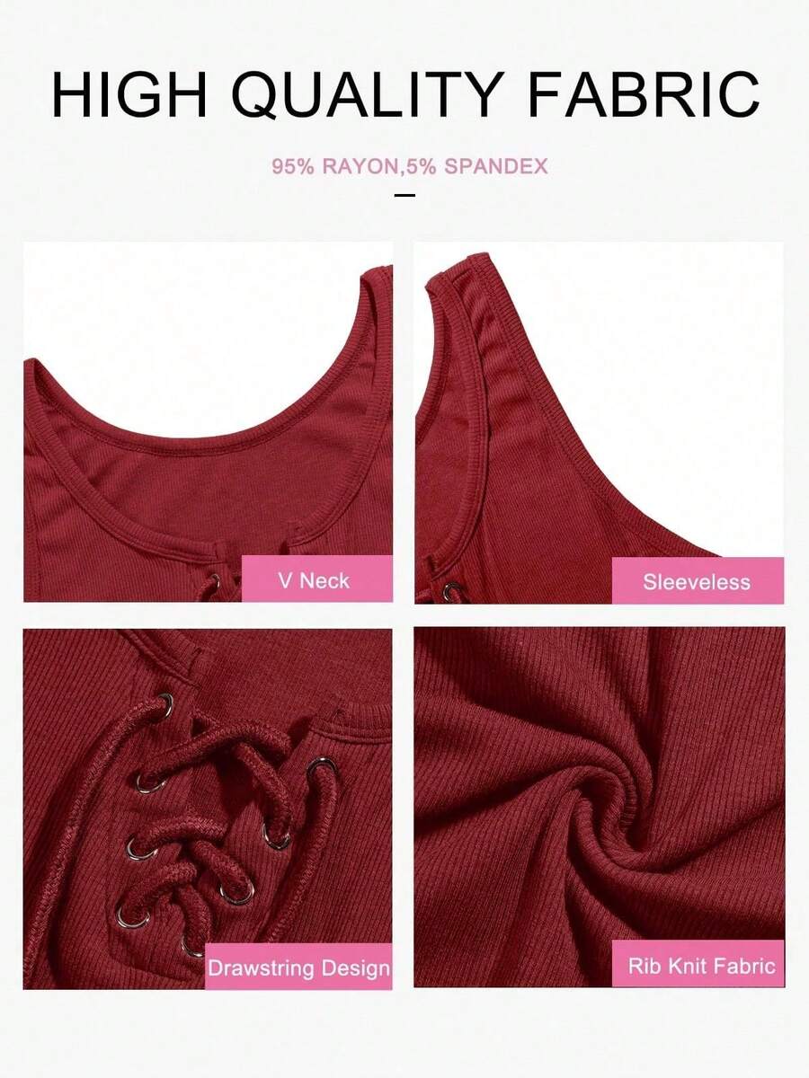 Womens V-Neck Sleeveless Ribbe - Tank Top Ribbed recensione e prezzo