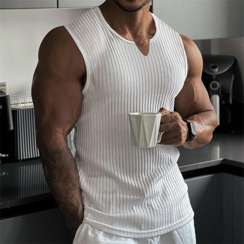 2024 Summer new men V-neck Ves - Undershirt Crew Neck recensione e prezzo