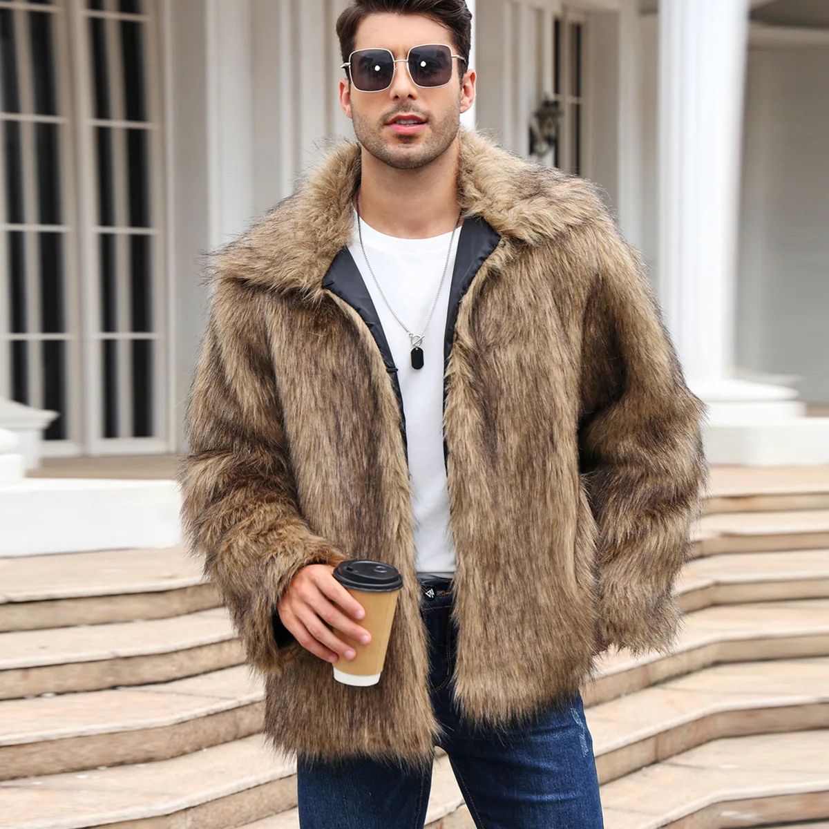 Men Faux Fox Fur Jacket Coat W - Thermal Long John recensione e prezzo
